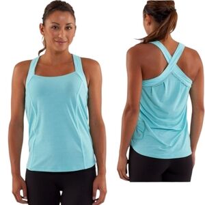 Lululemon Run: Team Spirit Tank Angel Blue/Tonka Stripe Angle Blue - Sz 4
